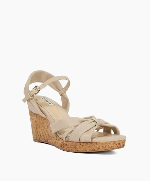 Dune London White Sandals Women Kander Cream Cork Wedge Heel Sandals Neutral