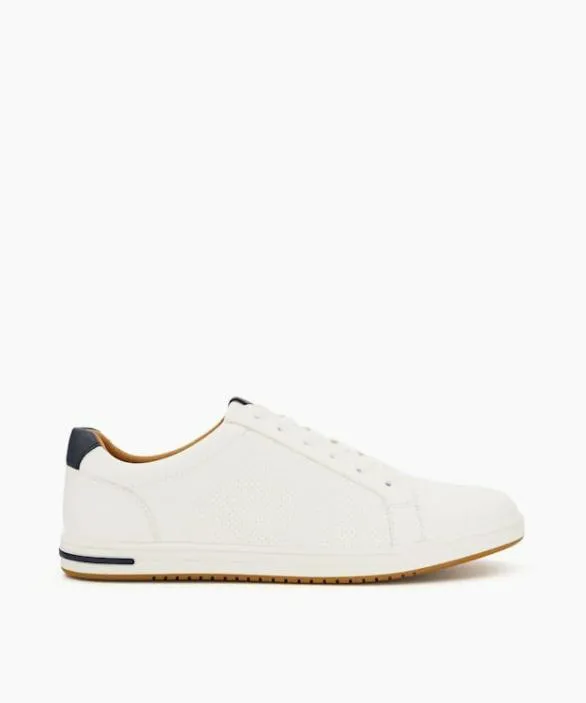 Dune London White Shoes Men Tezzy White Perforated LaceUp Trainers White