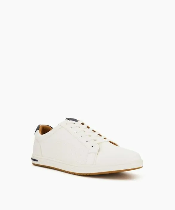 Dune London White Shoes Men Tezzy White Perforated LaceUp Trainers White