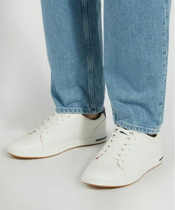 Dune London White Shoes Men Tezzy White Perforated LaceUp Trainers White