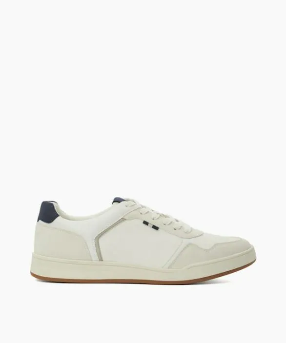 Dune London White Shoes Men Tinted White Stitch Detail Lace Up Trainers White