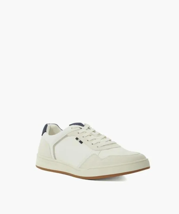 Dune London White Shoes Men Tinted White Stitch Detail Lace Up Trainers White