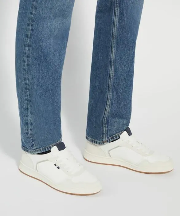 Dune London White Shoes Men Tinted White Stitch Detail Lace Up Trainers White