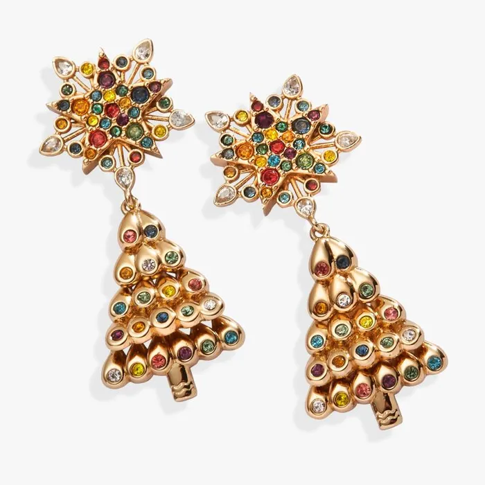 Earrings Women Alex And Ani Christmas Tree Drop Earrings Shiny Gold