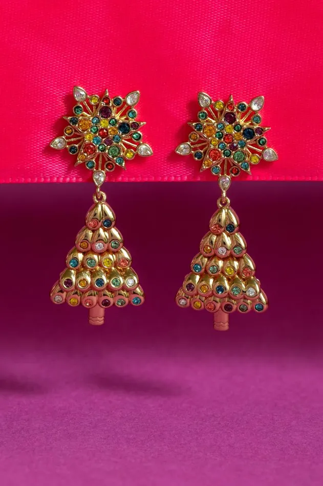 Earrings Women Alex And Ani Christmas Tree Drop Earrings Shiny Gold