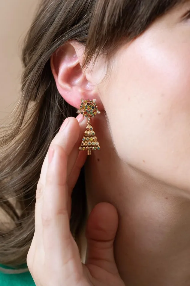 Earrings Women Alex And Ani Christmas Tree Drop Earrings Shiny Gold