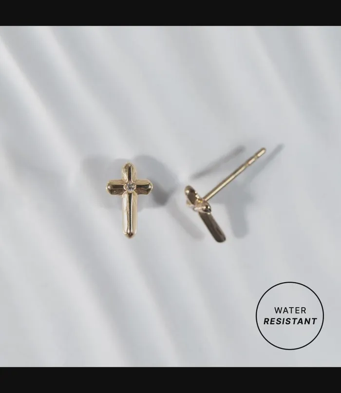 Earrings Women Alex And Ani Crystal Cross Mini Stud Earrings Stainless Steel Gold