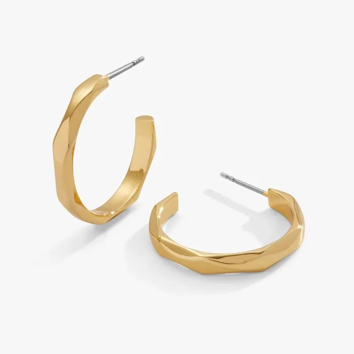 Earrings Women Alex And Ani Faceted Hoop Earrings Gold