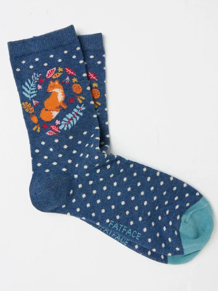 Fat Face 3 For 2 Socks Blue Fox Wreath Socks 1 Pack Size 47 8211 Women
