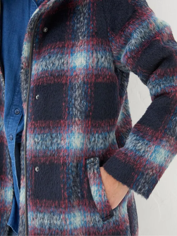 Fat Face Coats and Jackets Freya Blue Wool Blend Check Coat 8211 Women