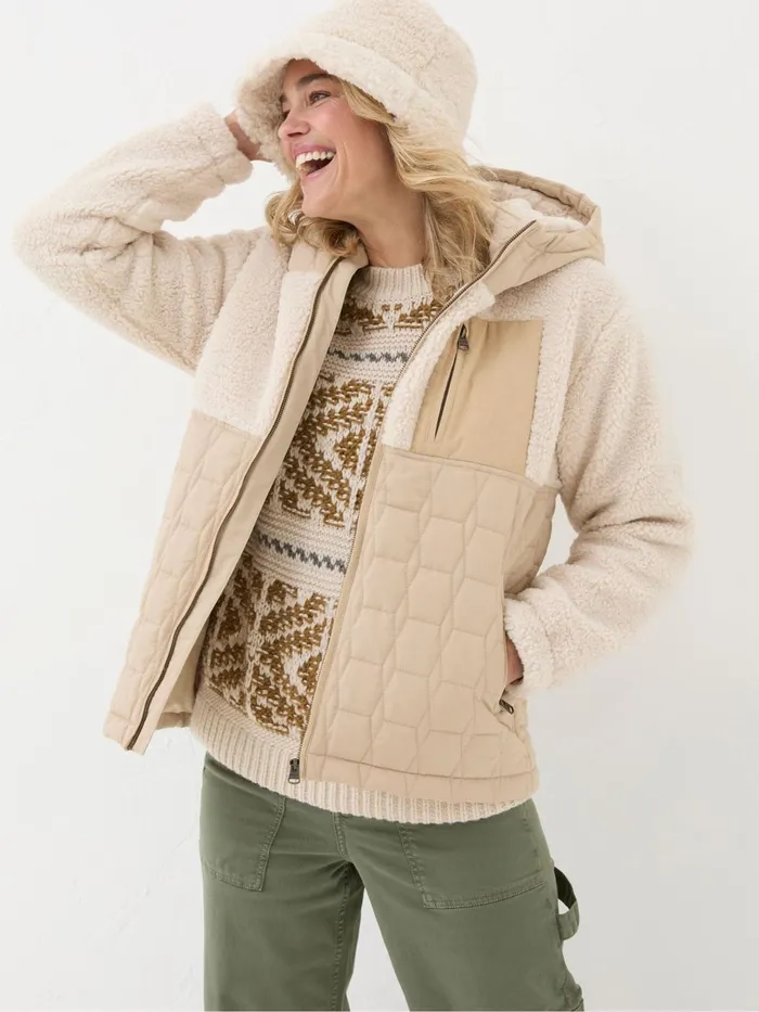 Fat Face Coats and Jackets Honey Natural Fleece Quilted Jacket 8211 Women