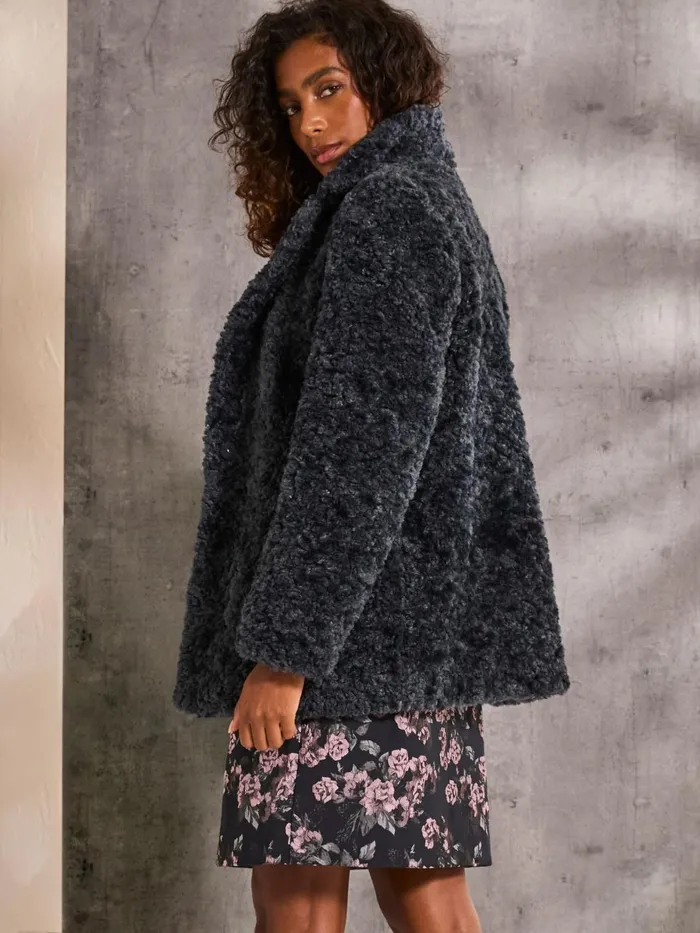 Fat Face Coats and Jackets Maggie Blue Short Teddy Coat 8211 Women