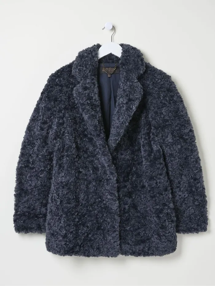 Fat Face Coats and Jackets Maggie Blue Short Teddy Coat 8211 Women