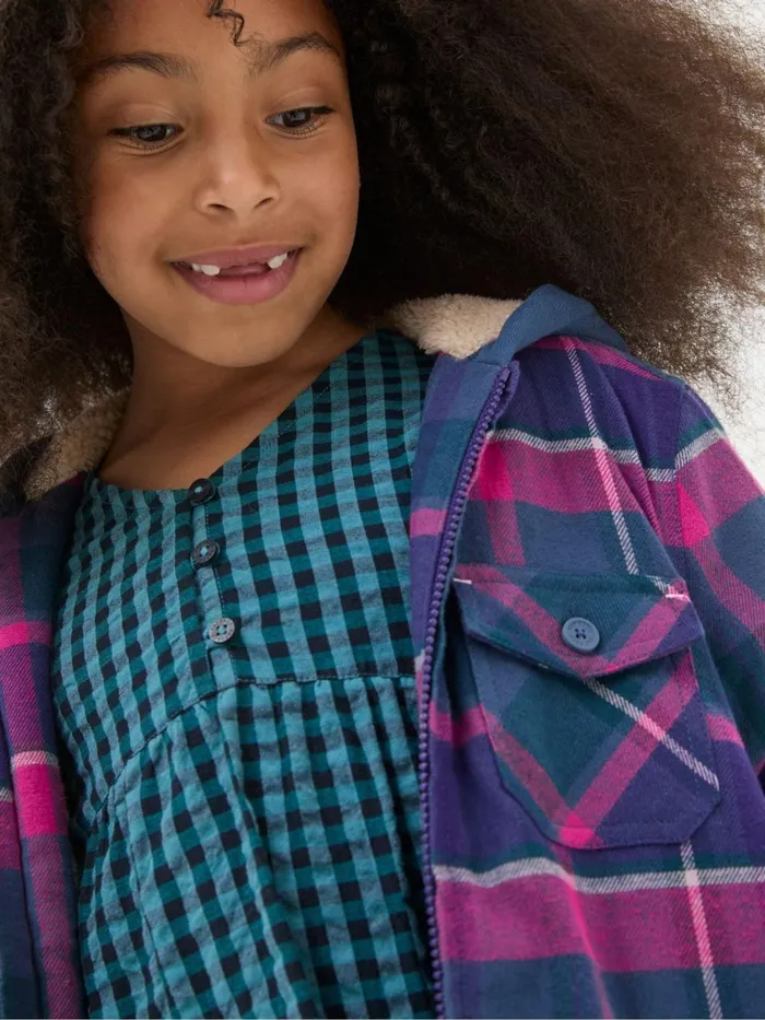 Fat Face Coats and Jackets Purple Check Shacket 8211 Kids