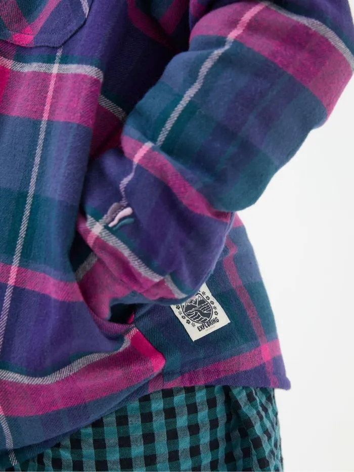 Fat Face Coats and Jackets Purple Check Shacket 8211 Kids