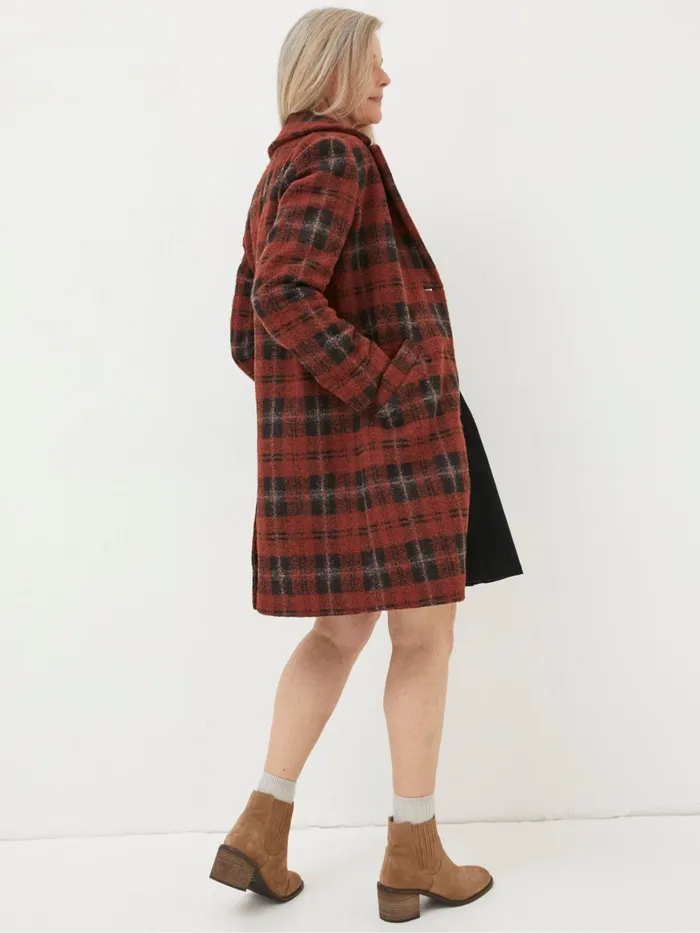 Fat Face Coats and Jackets Red Tanya Wool Blend Check Coat 8211 Women