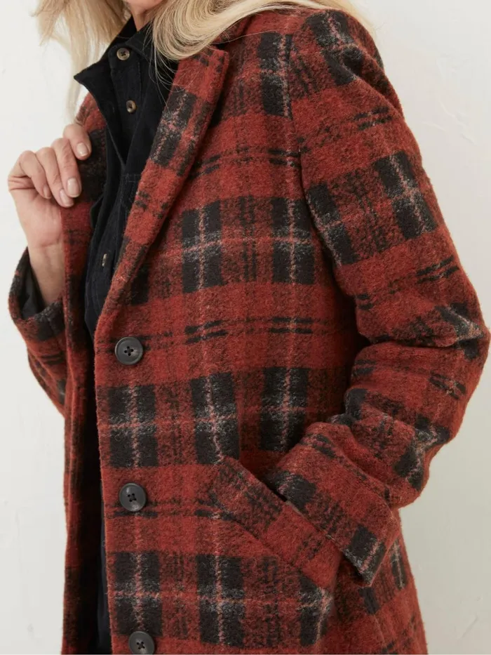 Fat Face Coats and Jackets Red Tanya Wool Blend Check Coat 8211 Women