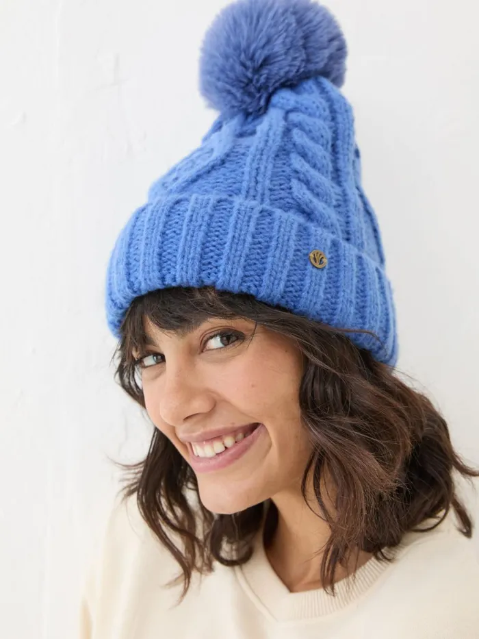 Fat Face Hats Blue Billie Cable Bobble Beanie 8211 Women