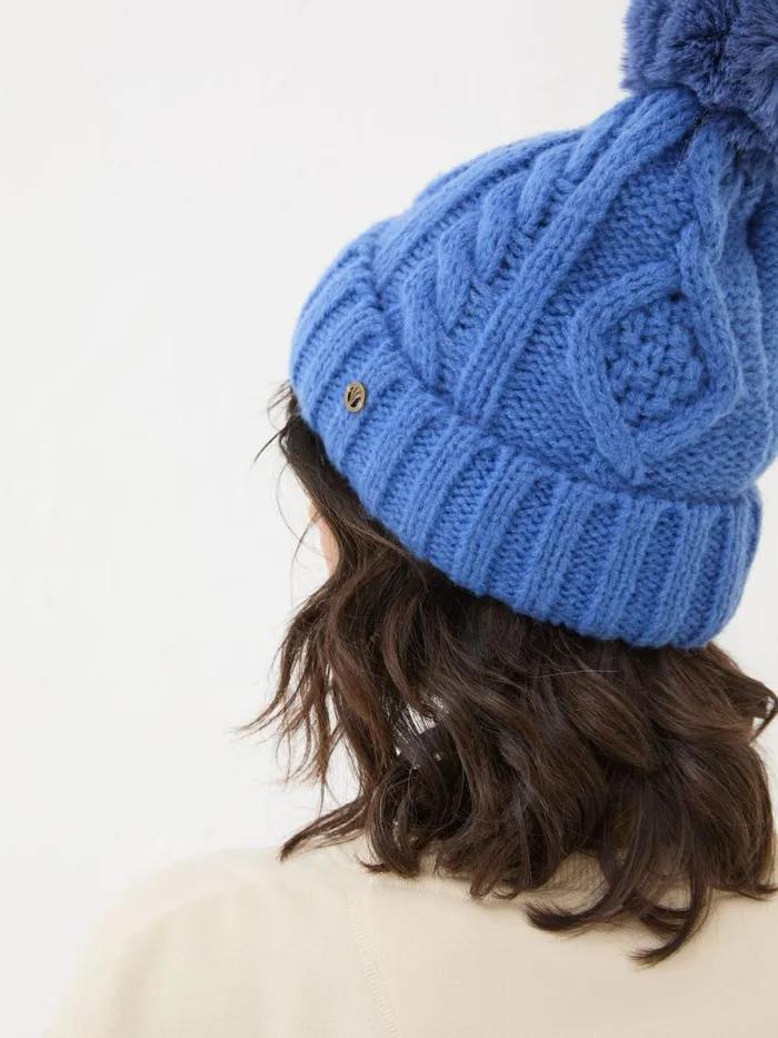 Fat Face Hats Blue Billie Cable Bobble Beanie 8211 Women Fat Face Hats Blue Billie Cable Bobble Beanie 8211 Women
