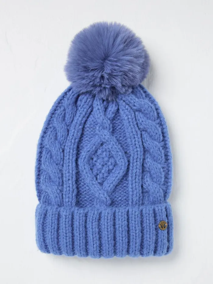 Fat Face Hats Blue Billie Cable Bobble Beanie 8211 Women Fat Face Hats Blue Billie Cable Bobble Beanie 8211 Women