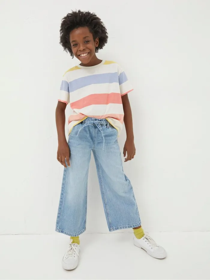 Fat Face Jeans and Leggings Blue Soft Denim Wide Leg Jeans 8211 Kids