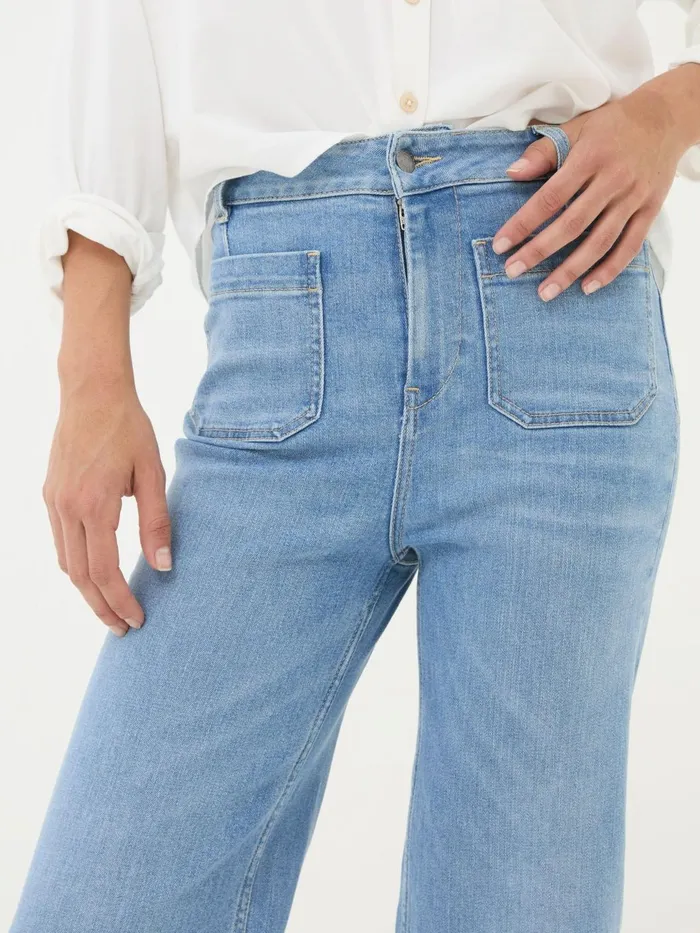 Fat Face Jeans Keswick Light Vintage Blue Wide Leg Crop Jeans 8211 Women