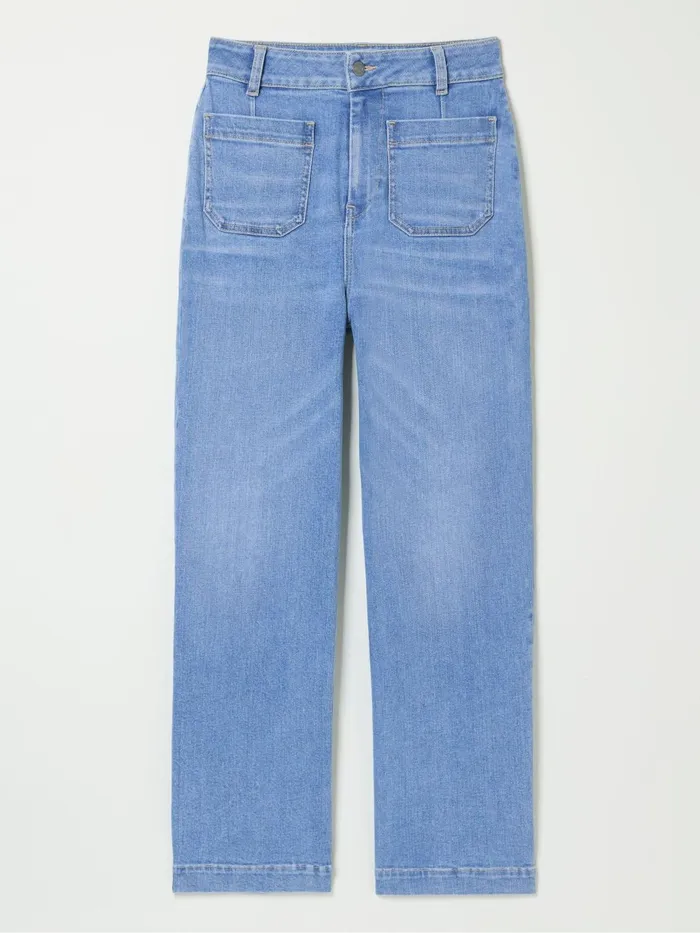 Fat Face Jeans Keswick Light Vintage Blue Wide Leg Crop Jeans 8211 Women