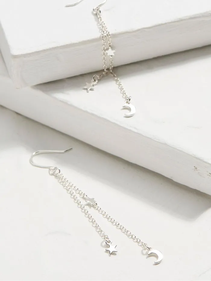 Fat Face Jewellery Silver Tone Star Chain Earrings 8211 Women