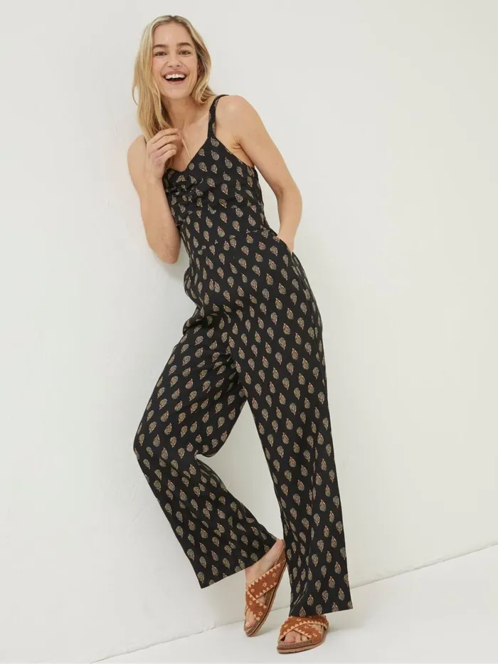 Fat Face Jumpsuits and Playsuits Black Linen Vic Woodblock Jumpsuit 8211 Women Fat Face Jumpsuits and Playsuits Black Linen Vic Woodblock Jumpsuit 8211 Women