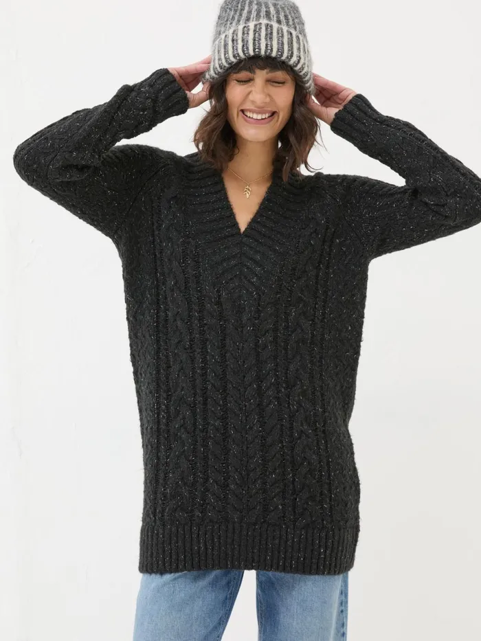 Fat Face Knitwear Black Alicia VNeck Tunic 8211 Women