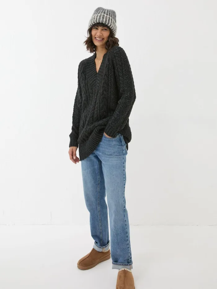Fat Face Knitwear Black Alicia VNeck Tunic 8211 Women