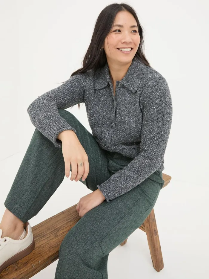 Fat Face Knitwear Natalie Grey Collar Cardigan 8211 Women