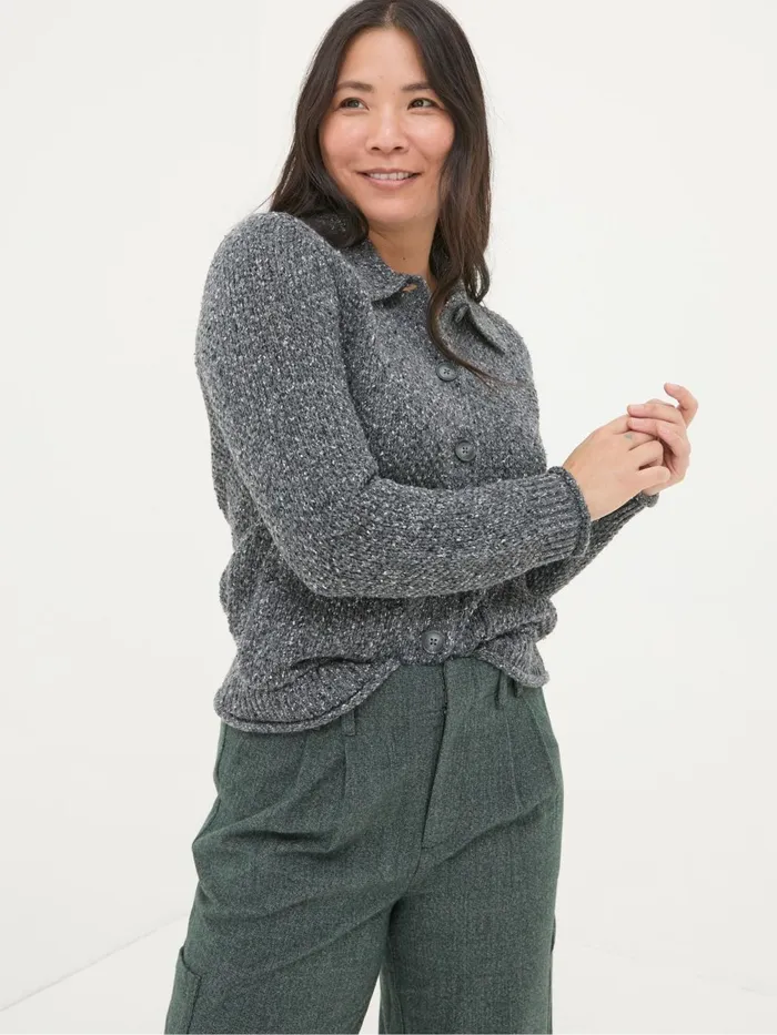 Fat Face Knitwear Natalie Grey Collar Cardigan 8211 Women