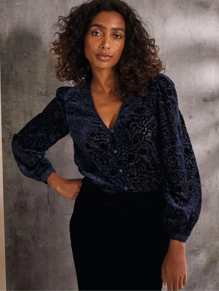 Fat Face Shirts and Blouses Joelle Blue Burnout Blouse 8211 Women