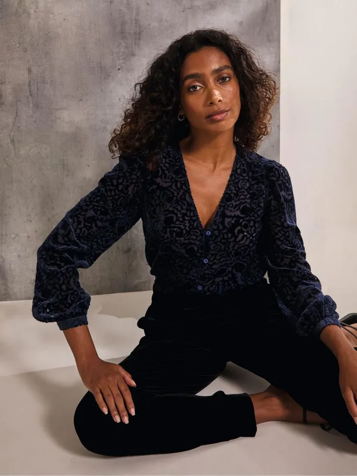Fat Face Shirts and Blouses Joelle Blue Burnout Blouse 8211 Women