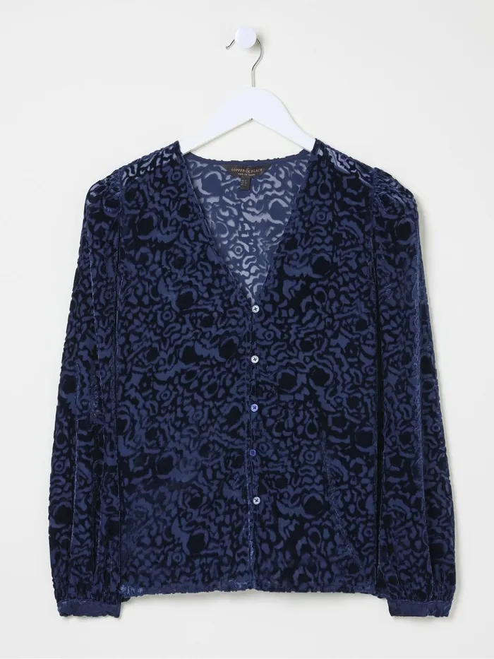 Fat Face Shirts and Blouses Joelle Blue Burnout Blouse 8211 Women