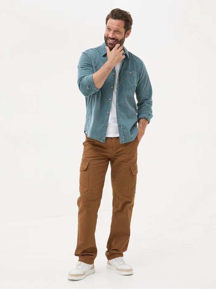 Fat Face Shirts Green Long Sleeve Cord Shirt 8211 Men