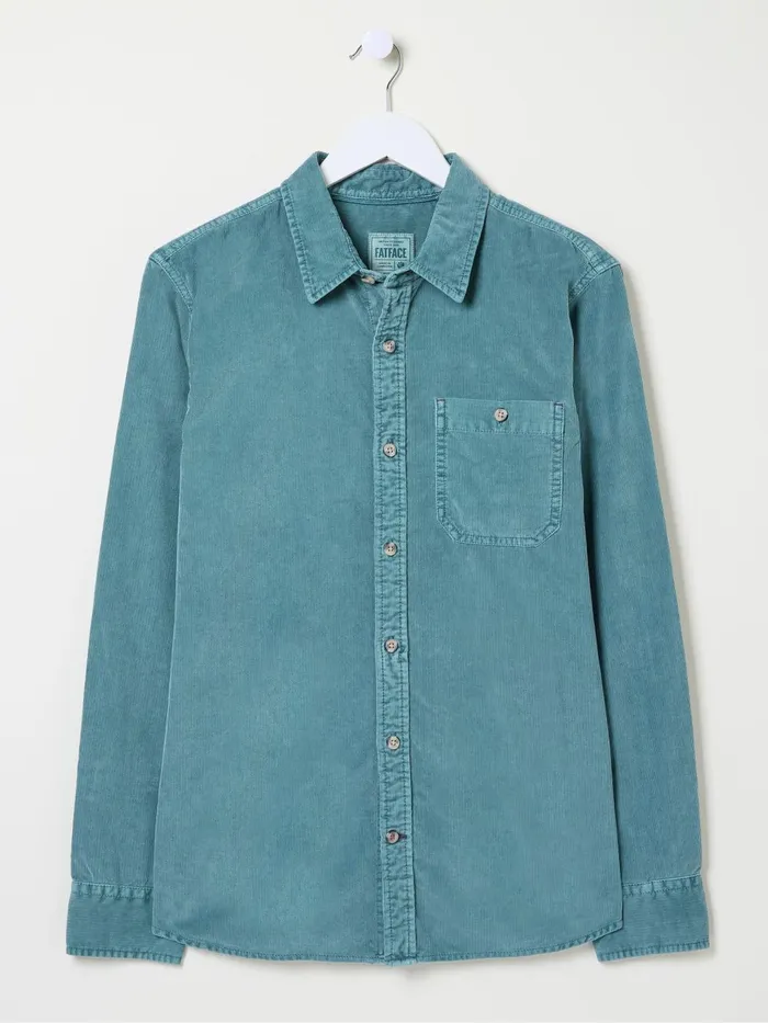 Fat Face Shirts Green Long Sleeve Cord Shirt 8211 Men