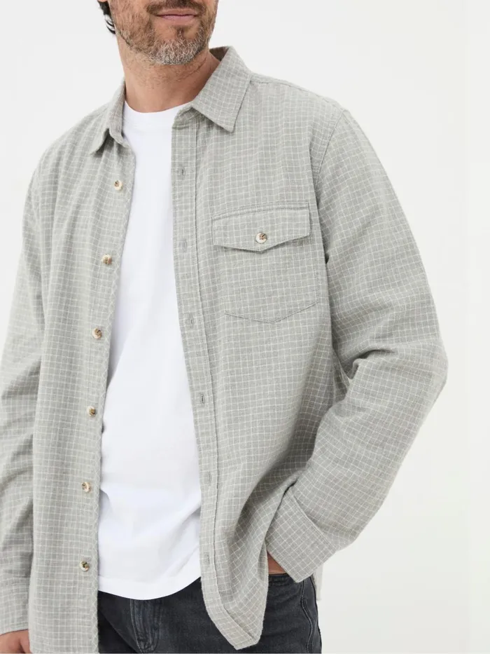 Fat Face Shirts Grey Long Sleeve Grantham Grid Check 100 Cotton Shirt 8211 Men
