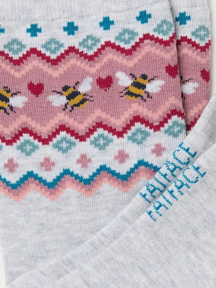 Fat Face Socks and Tights Grey Bee Fairisle Pattern Socks 8211 Women