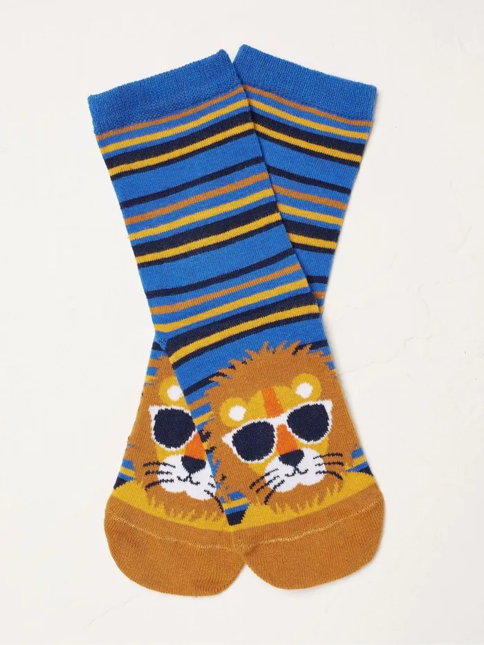 Fat Face Socks Cobalt Blue Lion Socks 8211 Kids