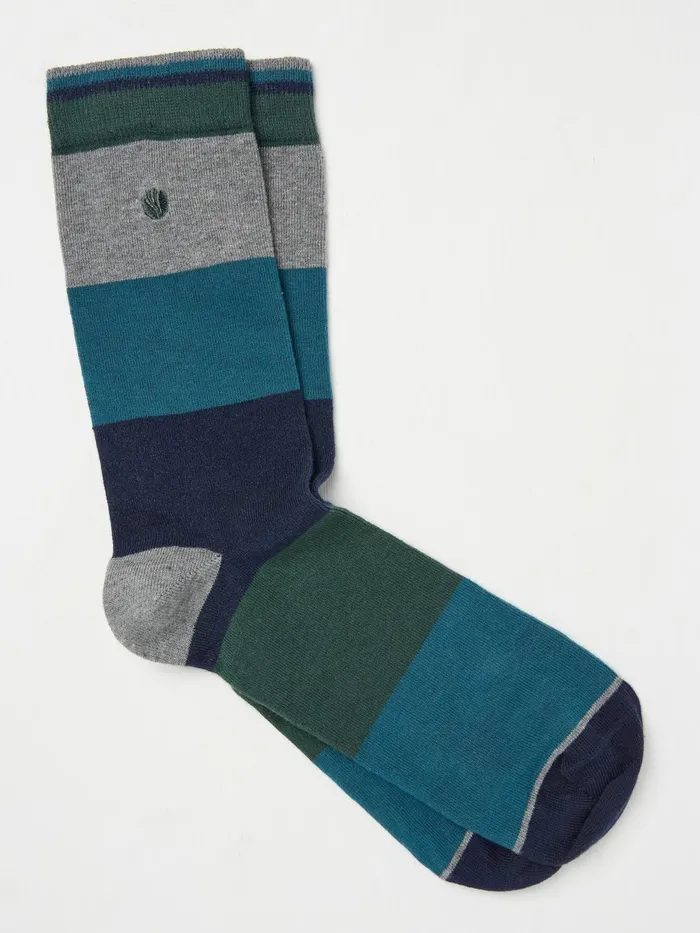 Fat Face Socks Teal Blue Stripe Leo Socks 1 Pack 8211 Men