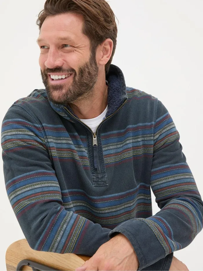 Fat Face Sweatshirts and Hoodies Airlie Blue Stripe Panel Sweatshirt 8211 Men