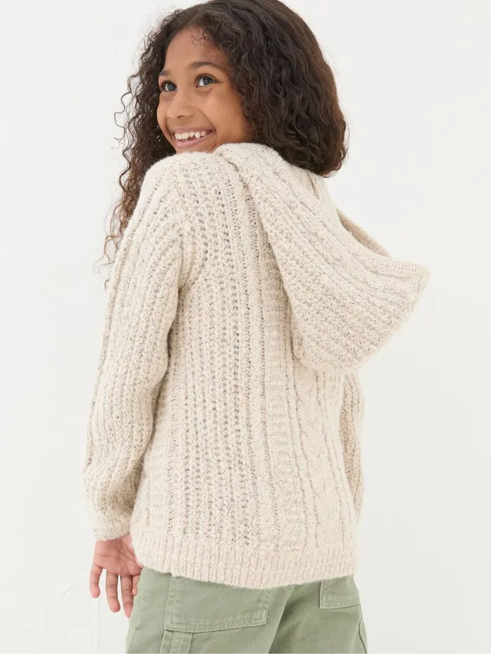 Fat Face Sweatshirts and Hoodies Alicia Cream Knit Hoodie 8211 Kids
