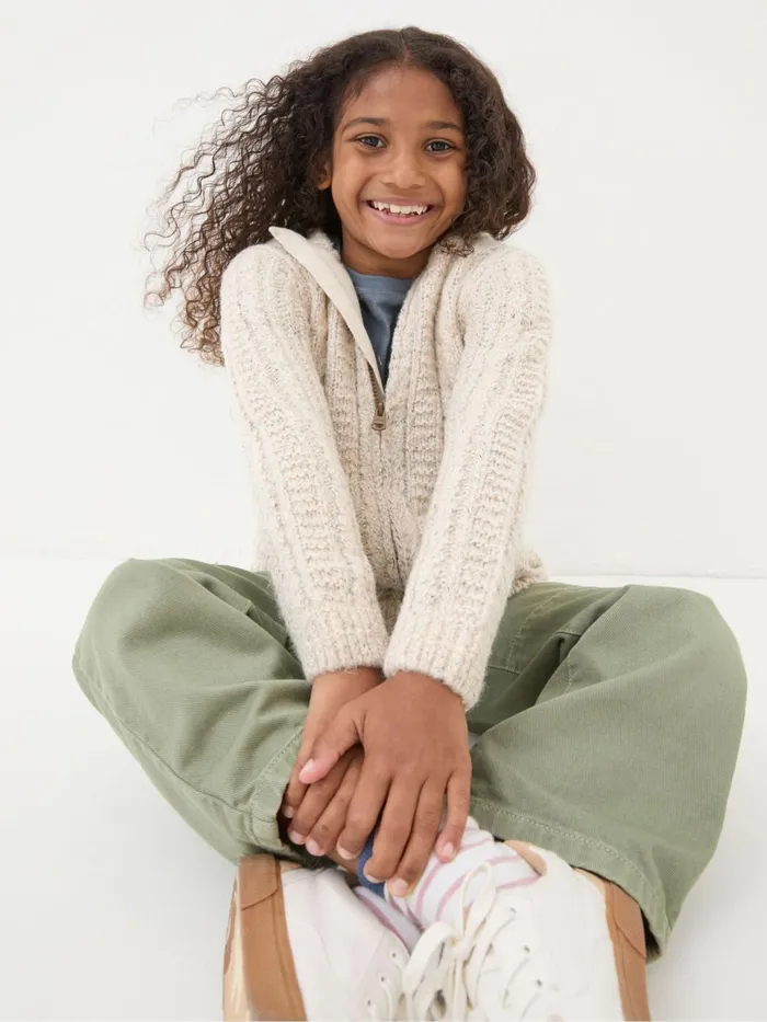 Fat Face Sweatshirts and Hoodies Alicia Cream Knit Hoodie 8211 Kids