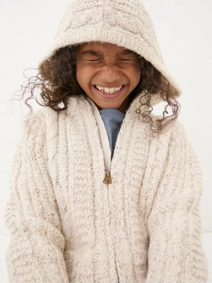 Fat Face Sweatshirts and Hoodies Alicia Cream Knit Hoodie 8211 Kids