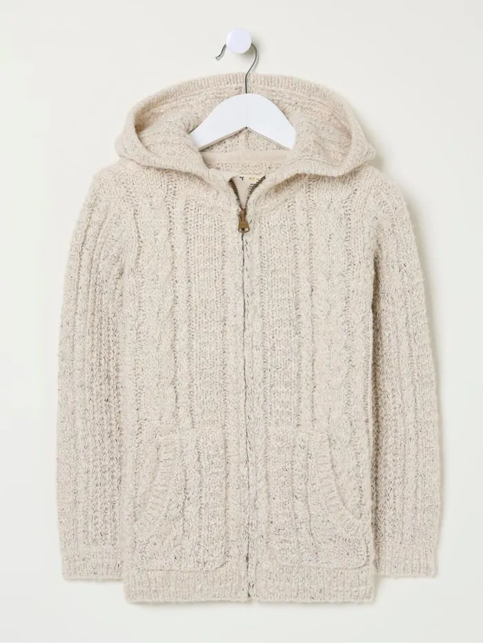 Fat Face Sweatshirts and Hoodies Alicia Cream Knit Hoodie 8211 Kids