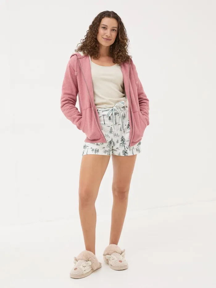 Fat Face Sweatshirts and Hoodies Amy Pink Nep Borg Lined Zip Through Hoodie 8211 Women