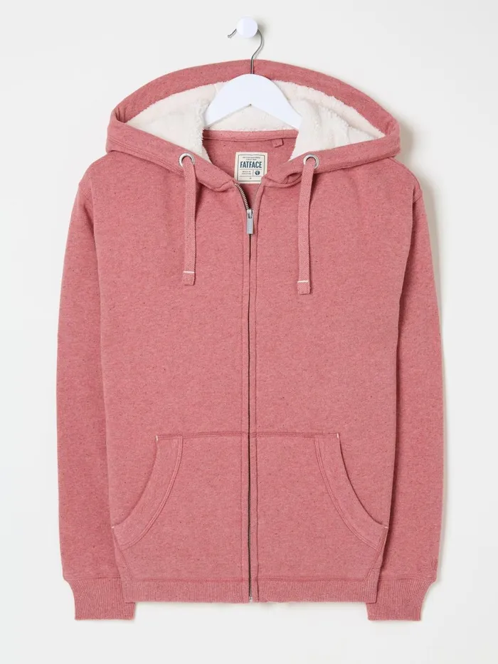 Fat Face Sweatshirts and Hoodies Amy Pink Nep Borg Lined Zip Through Hoodie 8211 Women