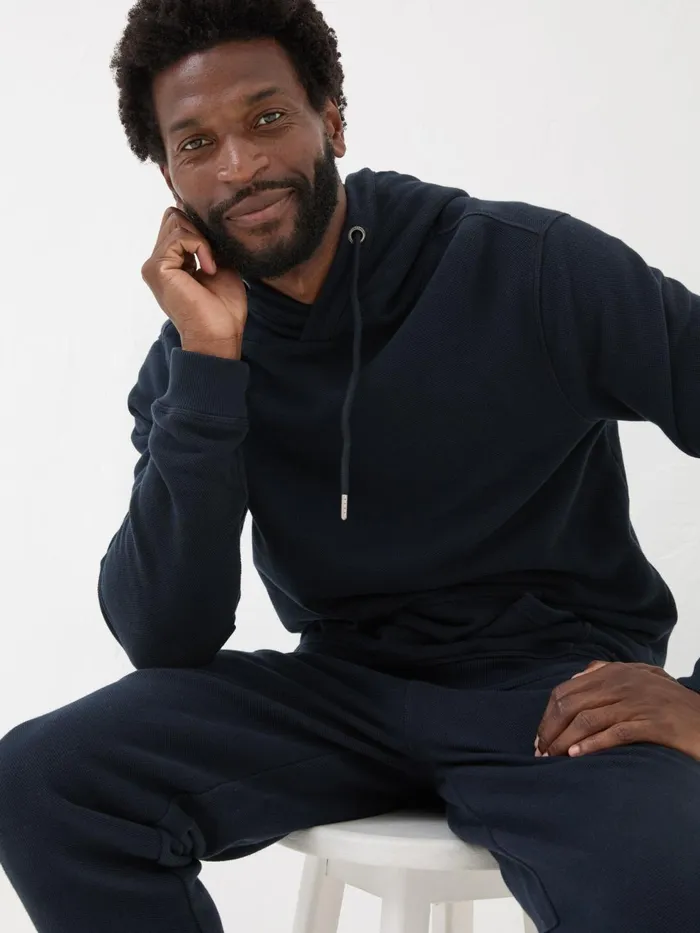 Fat Face Sweatshirts and Hoodies Navy Pique Hoodie 8211 Men